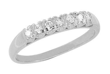 1940's Vintage Wedding Band with Old Single Cut Diamonds in 14 Karat White Gold  - Carole - R757