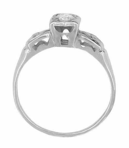 1950's Heirloom Diamond Engagement Ring in 14 Karat White Gold - Vintage Promise Ring - Item: R761 - Image: 2