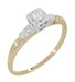 Evie 1930's Art Deco Vintage Diamond Engagement Ring in Two-Tone White and Yellow 14K Gold Mixed Metals - R762