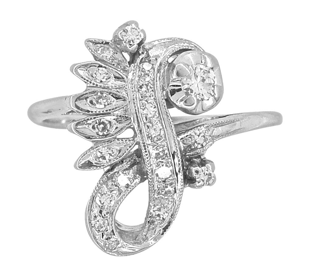 1950's Retro Moderne Spray Vintage Diamond Cocktail Ring in