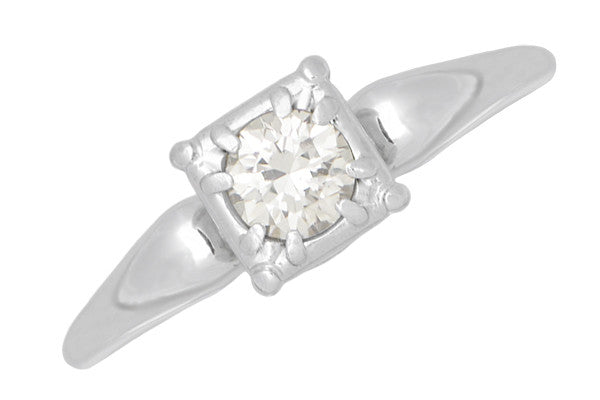 Charlota 1950's Retro Moderne Vintage Solitaire Diamond Engagement Ring in 18 Karat White Gold - Item: R764 - Image: 3