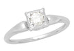 Charlota 1950's Retro Moderne Vintage Solitaire Diamond Engagement Ring in 18 Karat White Gold