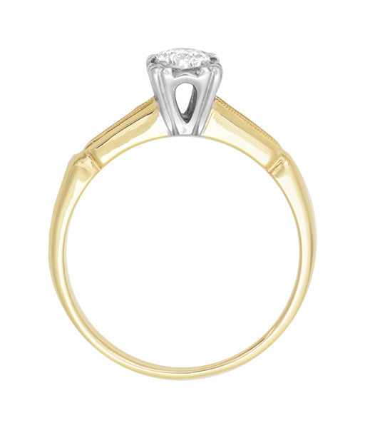 Vintage 1940's Heirloom Old European Cut Diamond Ring in Two-Tone 14 Karat Gold - Item: R769 - Image: 5