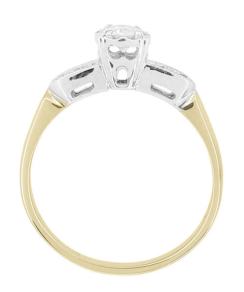 Two Tone Vintage Art Deco Diamond Engagement Ring in 14 Karat White and Yellow Gold - Item: R772 - Image: 2