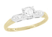 Two Tone Vintage Art Deco Diamond Engagement Ring in 14 Karat White and Yellow Gold