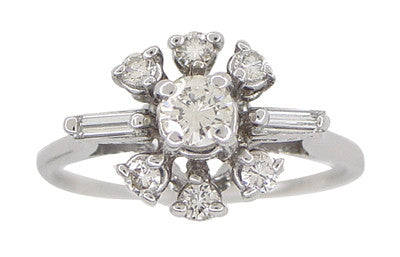 Galaxy of Diamonds Mid-Century Vintage Ring in 14 Karat White Gold - Item: R777 - Image: 3