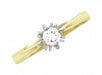 Mid Century Modern Retro Starburst Vintage Two Tone Diamond Engagement Ring in 14K White and Yellow Gold