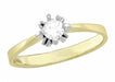 Mid Century Modern Retro Starburst Vintage Two Tone Diamond Engagement Ring in 14K White and Yellow Gold