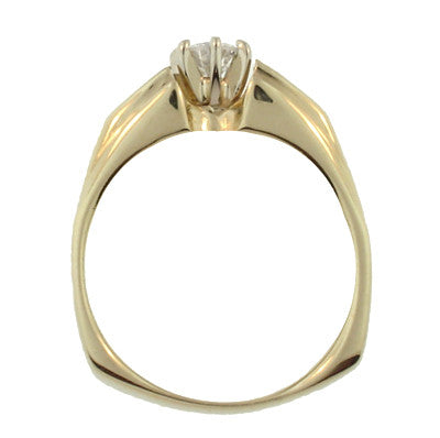 Estate Square Bottom Diamond Engagement Ring in 14 Karat Yellow Gold - Item: R779 - Image: 2