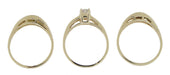 Estate Baguettes Diamond Engagement Ring and Double Hugger Wedding Set in 14 Karat Gold