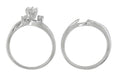 Flowing Waves Diamond Vintage Wedding and Engagement Ring Set in 14 Karat White Gold