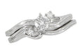 Flowing Waves Diamond Vintage Wedding and Engagement Ring Set in 14 Karat White Gold