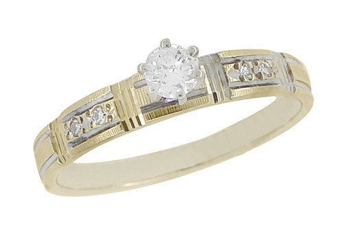 Mondria Vintage Diamond Engagement Ring in 10 Karat Yellow Gold