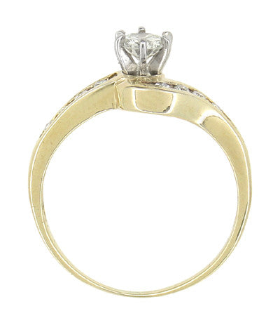 Cascading Diamonds Estate Engagement Ring in 14 Karat Yellow Gold - Item: R786 - Image: 4