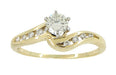 Cascading Diamonds Estate Engagement Ring in 14 Karat Yellow Gold