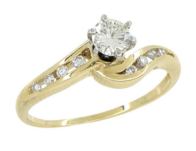 Cascading Diamonds Estate Engagement Ring in 14 Karat Yellow Gold