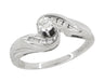 Secret Hearts Diamond Twist Engagement Ring in 14 Karat White Gold - Circa 1980's