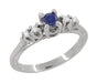 Blue Sapphire and Diamond Vintage Ring in 18 Karat White Gold
