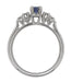 Blue Sapphire and Diamond Vintage Ring in 18 Karat White Gold