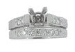 Art Deco Scrolls 3/4 Carat Princess Cut Diamond Engagement Ring Setting and Wedding Ring in 14 or 18 Karat White Gold
