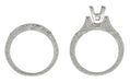 Art Deco Scrolls 3/4 Carat Princess Cut Diamond Engagement Ring Setting and Wedding Ring in Platinum