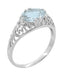 Edwardian Oval Aquamarine Filigree Engagement Ring in 14 Karat White Gold | Fleur de Lys