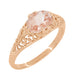 Edwardian Filigree East West Oval Morganite Engagement Ring in 14 Karat Rose Gold ( Pink Gold )
