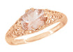 Edwardian Filigree East West Oval Morganite Engagement Ring in 14 Karat Rose Gold ( Pink Gold )