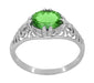 Oval Tsavorite Garnet Edwardian Filigree Engagement Ring in 14 Karat White Gold