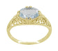 Edwardian Oval Aquamarine Filigree Ring in 14 Karat Yellow Gold