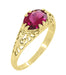 Yellow Gold Edwardian Oval Rubellite Tourmaline Filigree Engagement Ring - October Birthstone