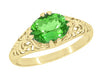 Edwardian Oval Tsavorite Garnet Yellow Gold Filigree Antique Engagement Ring with East to West Layout - R799YTS