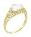 Oval White Sapphire Edwardian Filigree Engagement Ring in 14 Karat Yellow Gold