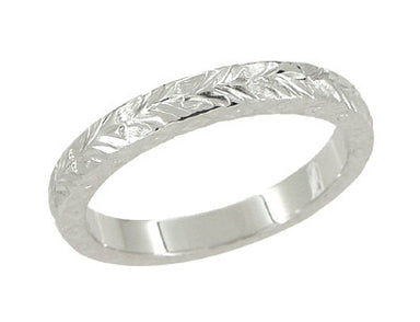 X and O Kisses Wheat Wedding Band in 14 Karat White Gold - alternate view