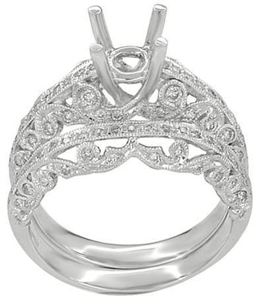 Borola 3/4 Carat Diamond Engagement Ring Setting and Wedding Ring in 18 Karat White Gold - alternate view