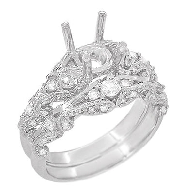 Annika Diamond Engagement Ring Setting and Wedding Ring in Platinum