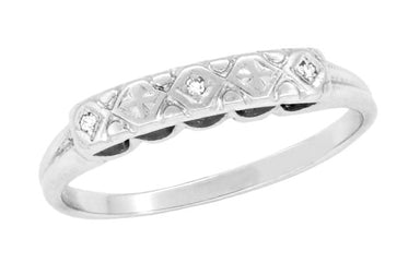 1950's Mid Century Sculptural Diamond Vintage Wedding Ring - White Gold - R822