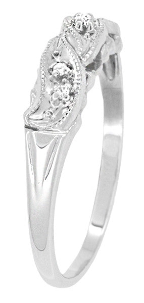 1940's Rolling Waves Vintage Diamond Wedding Ring in 14 Karat White Gold - Item: R825 - Image: 3