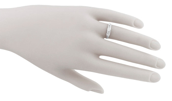 1940's Rolling Waves Vintage Diamond Wedding Ring in 14 Karat White Gold - Item: R825 - Image: 6
