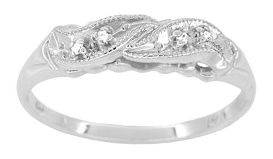 1940's Rolling Waves Vintage Diamond Wedding Ring in 14 Karat White Gold - alternate view