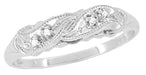 1940's Retro Moderne Rolling Waves Antique Diamond Wedding Ring in 14 Karat White Gold - R825