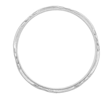Vintage Art Deco 1930's Flowers and Bars Engraved Wedding Ring in 10K White Gold - alternate view