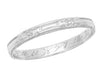 Vintage Art Deco 1930's Flowers and Bars Engraved Wedding Ring in 10K White Gold
