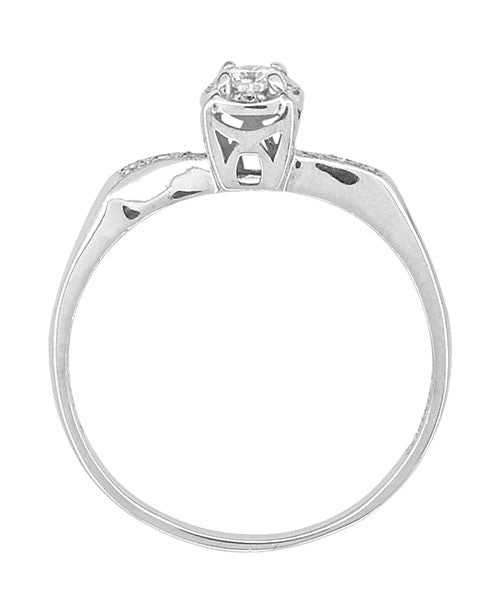 1960's Mid Century Modern Ribbons Vintage Diamond Enagement Ring in 14K White Gold - Item: R831 - Image: 3