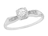 Vintage 1960s Ribbon Engagement Ring Diamonds 14K White Gold - R831