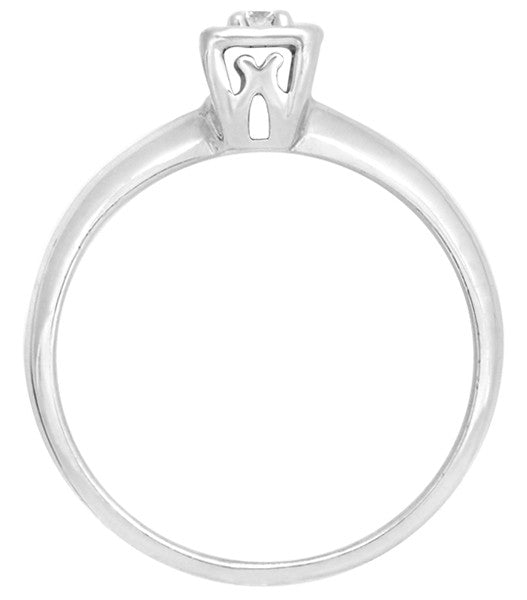 Breana Vintage Heirloom Square Illusion Diamond Engagement Ring in 14 Karat White Gold - Item: R833 - Image: 3