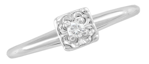 Breana Vintage Heirloom Square Illusion Diamond Engagement Ring in 14 Karat White Gold - Item: R833 - Image: 2