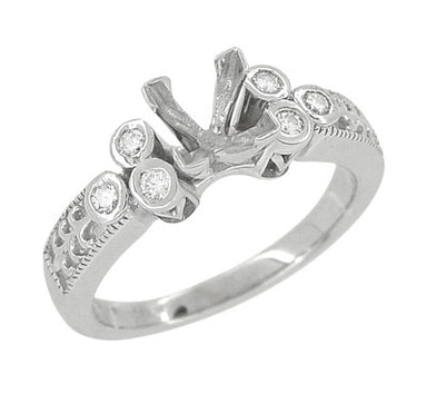 Fleur De Lis Eternal Stars Art Deco 3/4 Carat Princess Cut Diamond Engagement Ring Setting in White Gold - alternate view