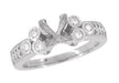 Art Deco Fleur De Lis Princess Cut 1 Carat Diamond Engagement Ring Setting in 14 Karat White Gold