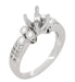 Vintage Engraved Fleur De Lis Design Engagement Ring Mounting for a 1 Carat Diamond in 14 Karat White Gold